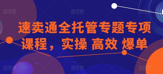 速卖通全托管专题专项课程，实操 高效 爆单K叔网赚资源-网赚项目-副业赚钱-互联网创业-资源整合K叔网赚资源