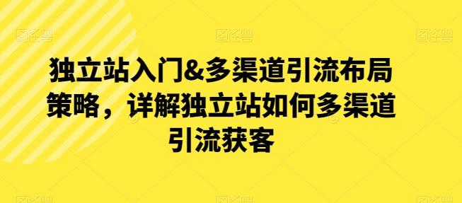 独立站入门&多渠道引流布局策略，详解独立站如何多渠道引流获客K叔网赚资源-网赚项目-副业赚钱-互联网创业-资源整合K叔网赚资源