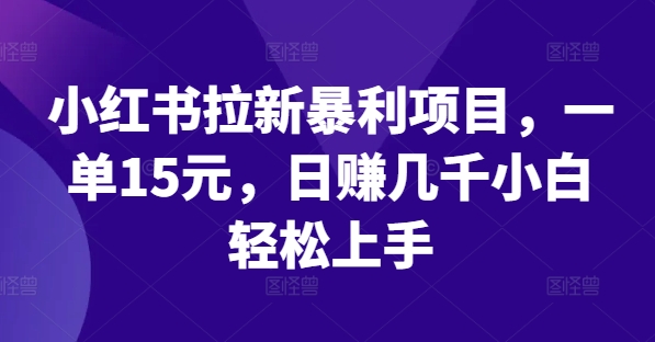小红书拉新暴利项目，一单15元，日赚几千小白轻松上手【揭秘】K叔网赚资源-网赚项目-副业赚钱-互联网创业-资源整合K叔网赚资源