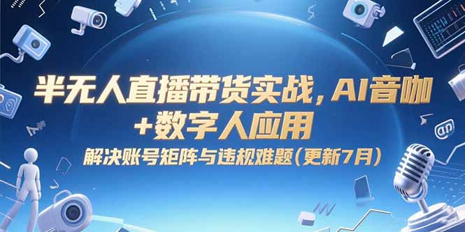 半无人直播带货实战，AI音咖+数字人应用 解决账号矩阵与违规难题(更新7月K叔网赚资源-网赚项目-副业赚钱-互联网创业-资源整合K叔网赚资源