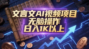 文言文AI视频项目，无脑操作，日入1K以上K叔网赚资源-网赚项目-副业赚钱-互联网创业-资源整合K叔网赚资源