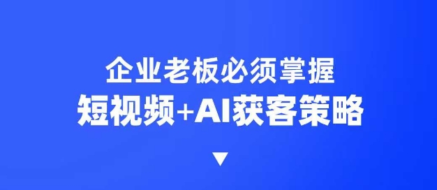 企业短视频AI获客霸屏流量课，6步短视频+AI突围法，3大霸屏抢客策略K叔网赚资源-网赚项目-副业赚钱-互联网创业-资源整合K叔网赚资源