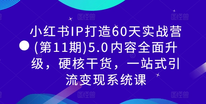 小红书IP打造60天实战营(第11期)5.0​内容全面升级，硬核干货，一站式引流变现系统课K叔网赚资源-网赚项目-副业赚钱-互联网创业-资源整合K叔网赚资源