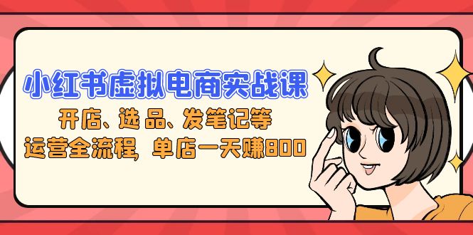 小红书虚拟电商实战课：开店、选品、发笔记等运营全流程，单店一天赚800K叔网赚资源-网赚项目-副业赚钱-互联网创业-资源整合K叔网赚资源