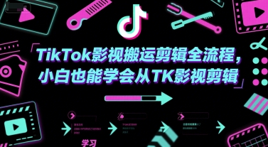 TikTok影视搬运剪辑全流程，小白也能学会从TK影视剪辑K叔网赚资源-网赚项目-副业赚钱-互联网创业-资源整合K叔网赚资源