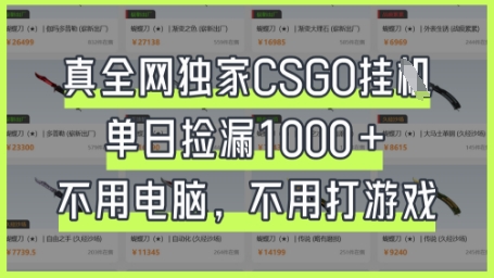 真全网独家CSGO挂G，单日捡漏1k+【揭秘】K叔网赚资源-网赚项目-副业赚钱-互联网创业-资源整合K叔网赚资源