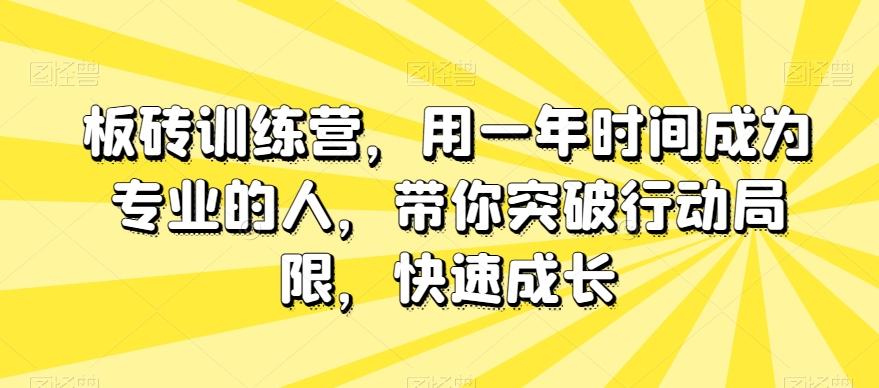 板砖训练营，用一年时间成为专业的人，带你突破行动局限，快速成长K叔网赚资源-网赚项目-副业赚钱-互联网创业-资源整合K叔网赚资源