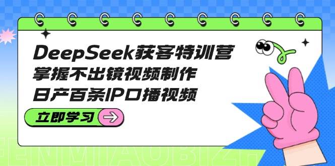 DeepSeek获客特训营：掌握不出镜视频制作，日产百条IP口播视频K叔网赚资源-网赚项目-副业赚钱-互联网创业-资源整合K叔网赚资源