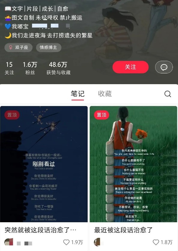 小红书治愈文案图文笔记，零门槛，一分钟制作轻松制作爆款作品月入万元K叔网赚资源-网赚项目-副业赚钱-互联网创业-资源整合K叔网赚资源