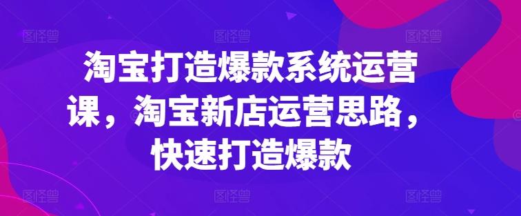 淘宝打造爆款系统运营课，淘宝新店运营思路，快速打造爆款K叔网赚资源-网赚项目-副业赚钱-互联网创业-资源整合K叔网赚资源