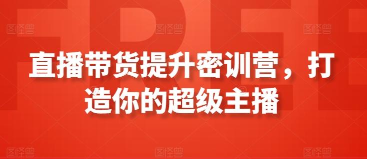 直播带货提升密训营，打造你的超级主播K叔网赚资源-网赚项目-副业赚钱-互联网创业-资源整合K叔网赚资源