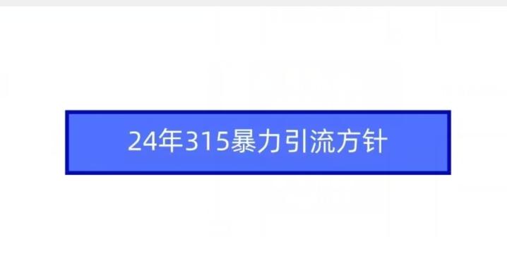 24年315暴力引流方针K叔网赚资源-网赚项目-副业赚钱-互联网创业-资源整合K叔网赚资源