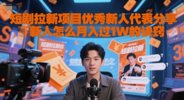 短剧拉新项目优秀新人代表分享新人怎么月入过1W的诀窍K叔网赚资源-网赚项目-副业赚钱-互联网创业-资源整合K叔网赚资源