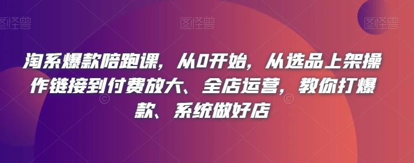 淘系爆款陪跑课，从0开始，从选品上架操作链接到付费放大、全店运营，教你打爆款、系统做好店K叔网赚资源-网赚项目-副业赚钱-互联网创业-资源整合K叔网赚资源