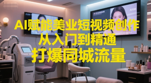 AI赋能美业短视频创作，从入门到精通，打爆同城流量，超级AI工具短视频实操落地K叔网赚资源-网赚项目-副业赚钱-互联网创业-资源整合K叔网赚资源