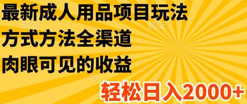 最新成人用品项目玩法，方式方法全渠道，轻松日入2K+【揭秘】K叔网赚资源-网赚项目-副业赚钱-互联网创业-资源整合K叔网赚资源