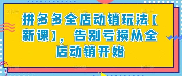 拼多多全店动销玩法【新课】，告别亏损从全店动销开始K叔网赚资源-网赚项目-副业赚钱-互联网创业-资源整合K叔网赚资源