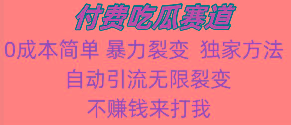 吃瓜付费赛道，暴力无限裂变，0成本，实测日入700+！！！K叔网赚资源-网赚项目-副业赚钱-互联网创业-资源整合K叔网赚资源