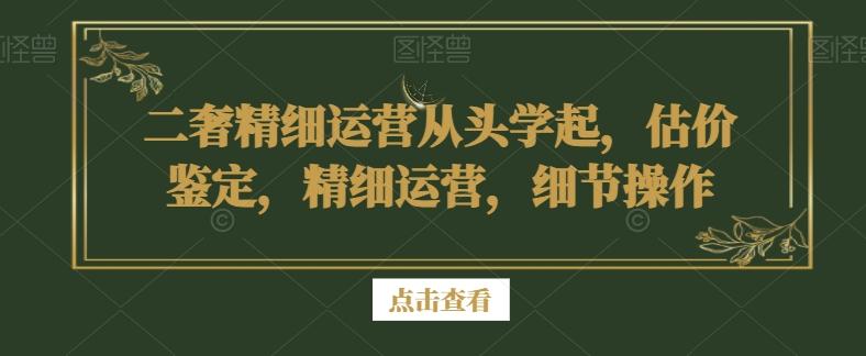 二奢精细运营从头学起，估价鉴定，精细运营，细节操作K叔网赚资源-网赚项目-副业赚钱-互联网创业-资源整合K叔网赚资源