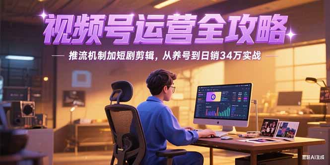 2025视频号运营全攻略，推流机制加短剧剪辑，从养号到日销34万实战K叔网赚资源-网赚项目-副业赚钱-互联网创业-资源整合K叔网赚资源