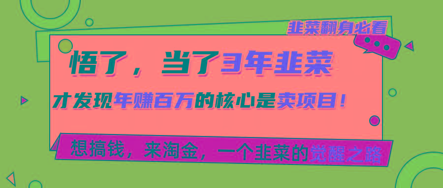 悟了，当了3年韭菜，才发现网赚圈年赚100万的核心是卖项目，含泪分享！K叔网赚资源-网赚项目-副业赚钱-互联网创业-资源整合K叔网赚资源