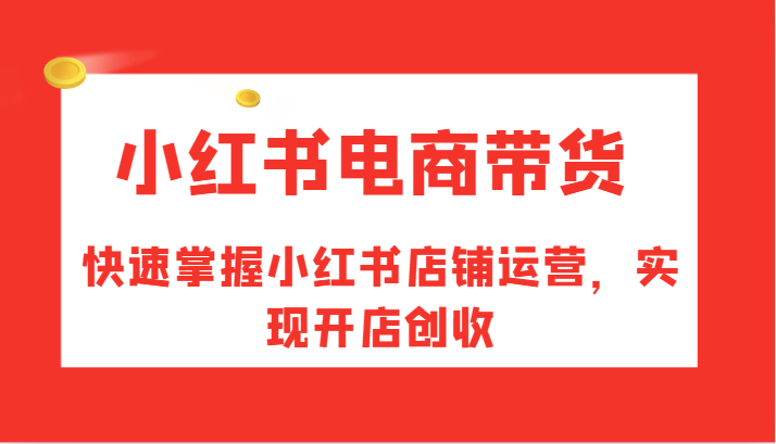 小红书电商带货，快速掌握小红书店铺运营，实现开店创收K叔网赚资源-网赚项目-副业赚钱-互联网创业-资源整合K叔网赚资源
