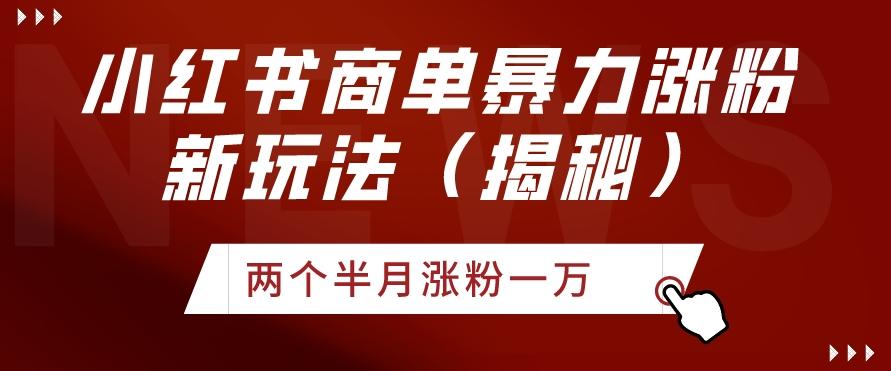 小红书商单暴力涨粉新玩法两个半月涨粉一万（揭秘）K叔网赚资源-网赚项目-副业赚钱-互联网创业-资源整合K叔网赚资源