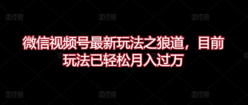 微信视频号最新玩法之狼道，目前玩法已轻松月入过万【揭秘】K叔网赚资源-网赚项目-副业赚钱-互联网创业-资源整合K叔网赚资源