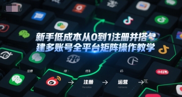 新手低成本从0到1注册并搭建多账号全平台矩阵操作教学，手机号-邮箱-IP-工具K叔网赚资源-网赚项目-副业赚钱-互联网创业-资源整合K叔网赚资源