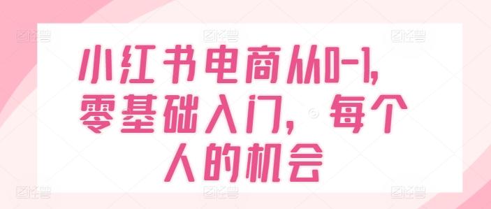 小红书电商从0-1，零基础入门，每个人的机会K叔网赚资源-网赚项目-副业赚钱-互联网创业-资源整合K叔网赚资源
