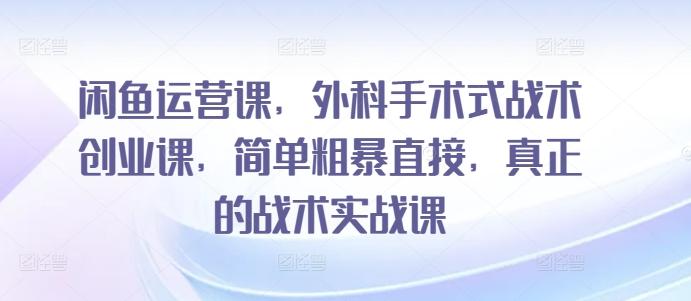 闲鱼运营课，外科手术式战术创业课，简单粗暴直接，真正的战术实战课K叔网赚资源-网赚项目-副业赚钱-互联网创业-资源整合K叔网赚资源