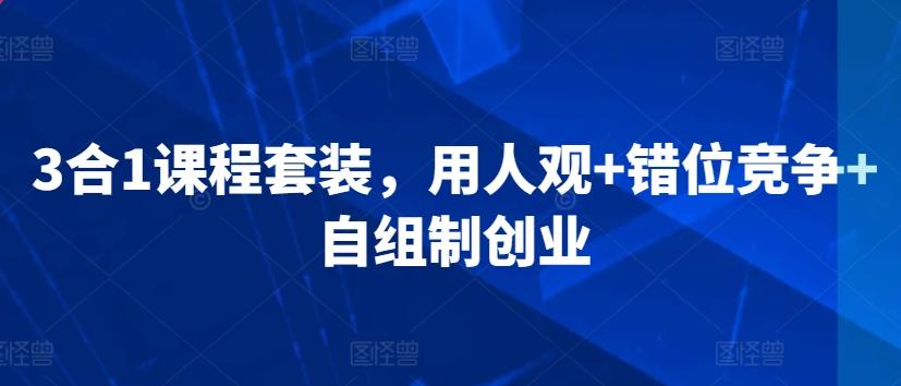 3合1课程套装，​用人观+错位竞争+自组制创业K叔网赚资源-网赚项目-副业赚钱-互联网创业-资源整合K叔网赚资源