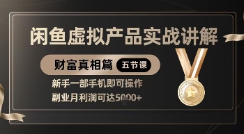 精品！闲鱼虚拟产品实战讲解，新手一部手机即可操作，副业月利润可达5k+K叔网赚资源-网赚项目-副业赚钱-互联网创业-资源整合K叔网赚资源