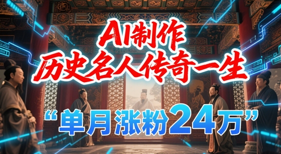 暴力起号！用AI制作历史名人传奇一生，单月涨粉24W，涨粉+变现赛道黑马来了K叔网赚资源-网赚项目-副业赚钱-互联网创业-资源整合K叔网赚资源