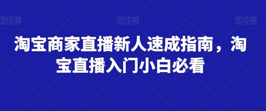 淘宝商家直播新人速成指南，淘宝直播入门小白必看K叔网赚资源-网赚项目-副业赚钱-互联网创业-资源整合K叔网赚资源