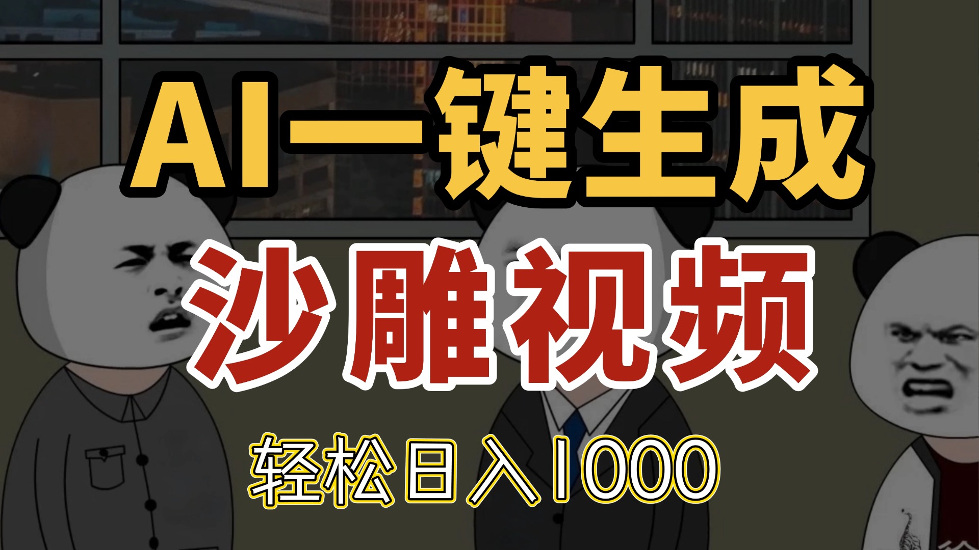 AI一键生成沙雕视频，一条视频千万播放，轻松日入1000K叔网赚资源-网赚项目-副业赚钱-互联网创业-资源整合K叔网赚资源