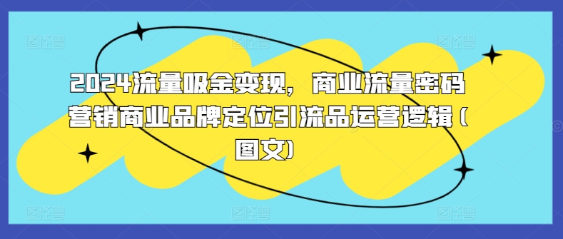 2024流量吸金变现，商业流量密码营销商业品牌定位引流品运营逻辑(图文)K叔网赚资源-网赚项目-副业赚钱-互联网创业-资源整合K叔网赚资源