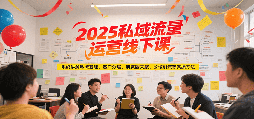 2025私域流量运营线下课，系统讲解私域基建/客户分层/朋友圈文案/公域引流等实操方法K叔网赚资源-网赚项目-副业赚钱-互联网创业-资源整合K叔网赚资源