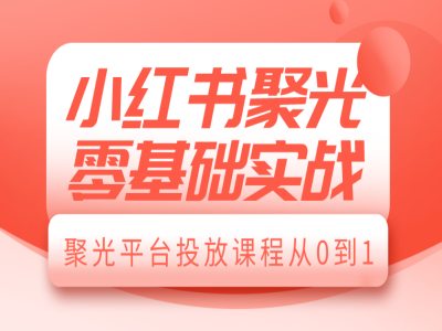 小红书聚光零基础实战，聚光平台投放课程从0到1K叔网赚资源-网赚项目-副业赚钱-互联网创业-资源整合K叔网赚资源