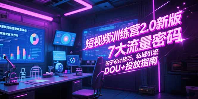 短视频训练营2.0新版，7大流量密码/钩子设计技巧/私域引流/DOU+投放指南K叔网赚资源-网赚项目-副业赚钱-互联网创业-资源整合K叔网赚资源