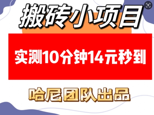 搬砖小项目，实测10分钟14元秒到，每天稳定几张(赠送必看稳定)K叔网赚资源-网赚项目-副业赚钱-互联网创业-资源整合K叔网赚资源
