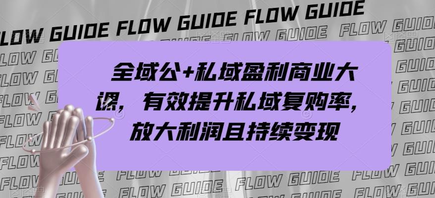 全域公+私域盈利商业大课，有效提升私域复购率，放大利润且持续变现K叔网赚资源-网赚项目-副业赚钱-互联网创业-资源整合K叔网赚资源