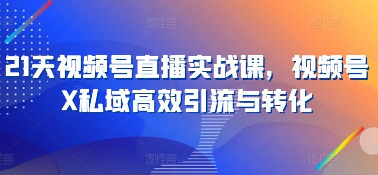 21天视频号直播实战课，视频号X私域高效引流与转化K叔网赚资源-网赚项目-副业赚钱-互联网创业-资源整合K叔网赚资源