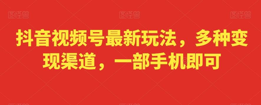 抖音视频号最新玩法，多种变现渠道，一部手机即可K叔网赚资源-网赚项目-副业赚钱-互联网创业-资源整合K叔网赚资源