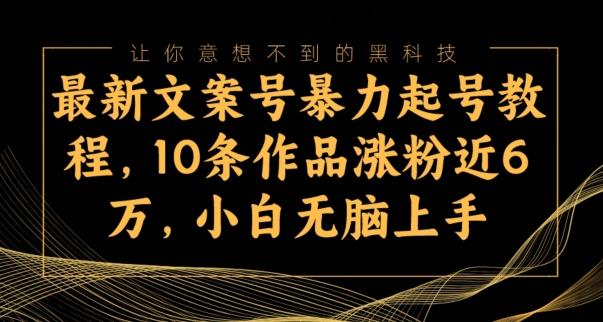 最新文案号暴力起号教程，10条作品涨粉近6万，小白无脑上手K叔网赚资源-网赚项目-副业赚钱-互联网创业-资源整合K叔网赚资源