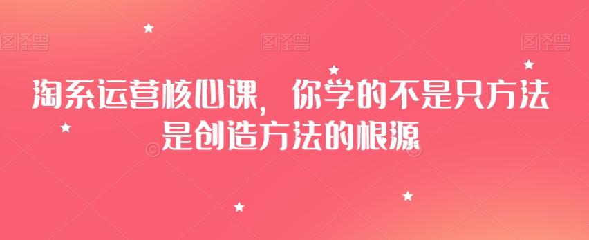 淘系运营核心课，你学的不是只方法是创造方法的根源K叔网赚资源-网赚项目-副业赚钱-互联网创业-资源整合K叔网赚资源