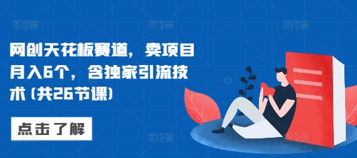 网创天花板赛道，卖项目月入6个，含独家引流技术(共26节课)K叔网赚资源-网赚项目-副业赚钱-互联网创业-资源整合K叔网赚资源