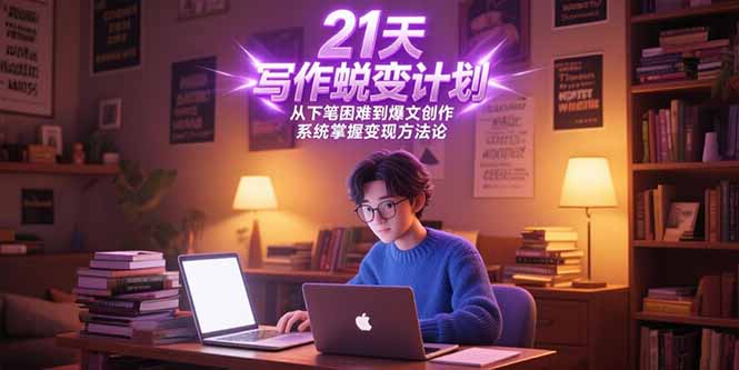 21天写作蜕变计划，从下笔困难到爆文创作，系统掌握变现方法论K叔网赚资源-网赚项目-副业赚钱-互联网创业-资源整合K叔网赚资源