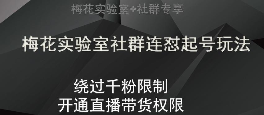 梅花实验室社群连怼起号玩法，视频号绕过千粉限制，开通直播带货权限【揭秘】K叔网赚资源-网赚项目-副业赚钱-互联网创业-资源整合K叔网赚资源