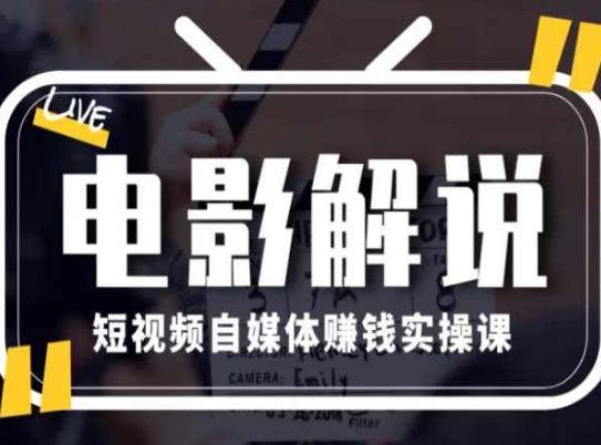电影解说短视频自媒体赚钱实操课，教你做电影解说短视频，月赚1万K叔网赚资源-网赚项目-副业赚钱-互联网创业-资源整合K叔网赚资源